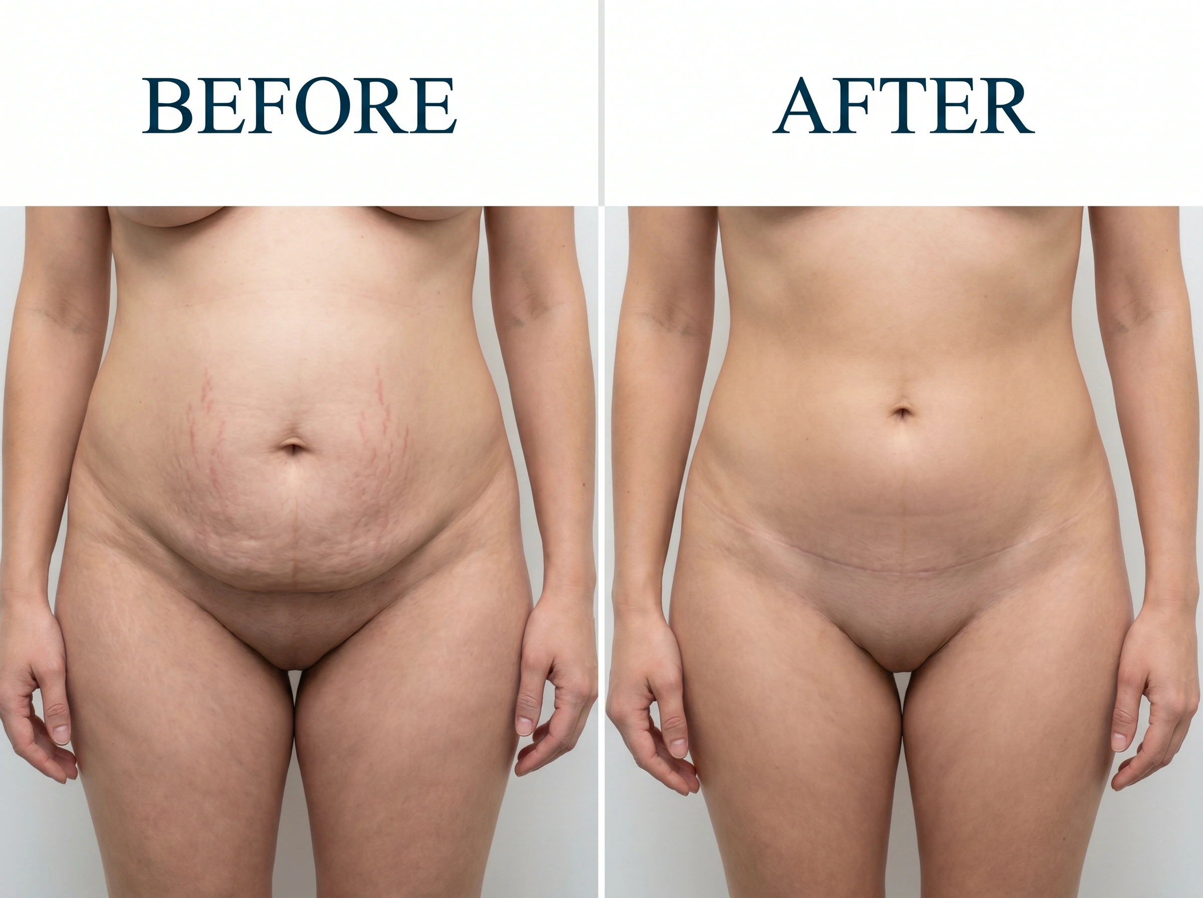 Tummy Tuck abdominoplasty before and after at Cura Welt